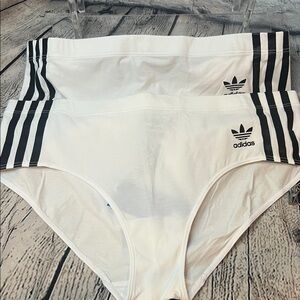 adidas White Hipster Briefs with Black Stripes - 2 pair!